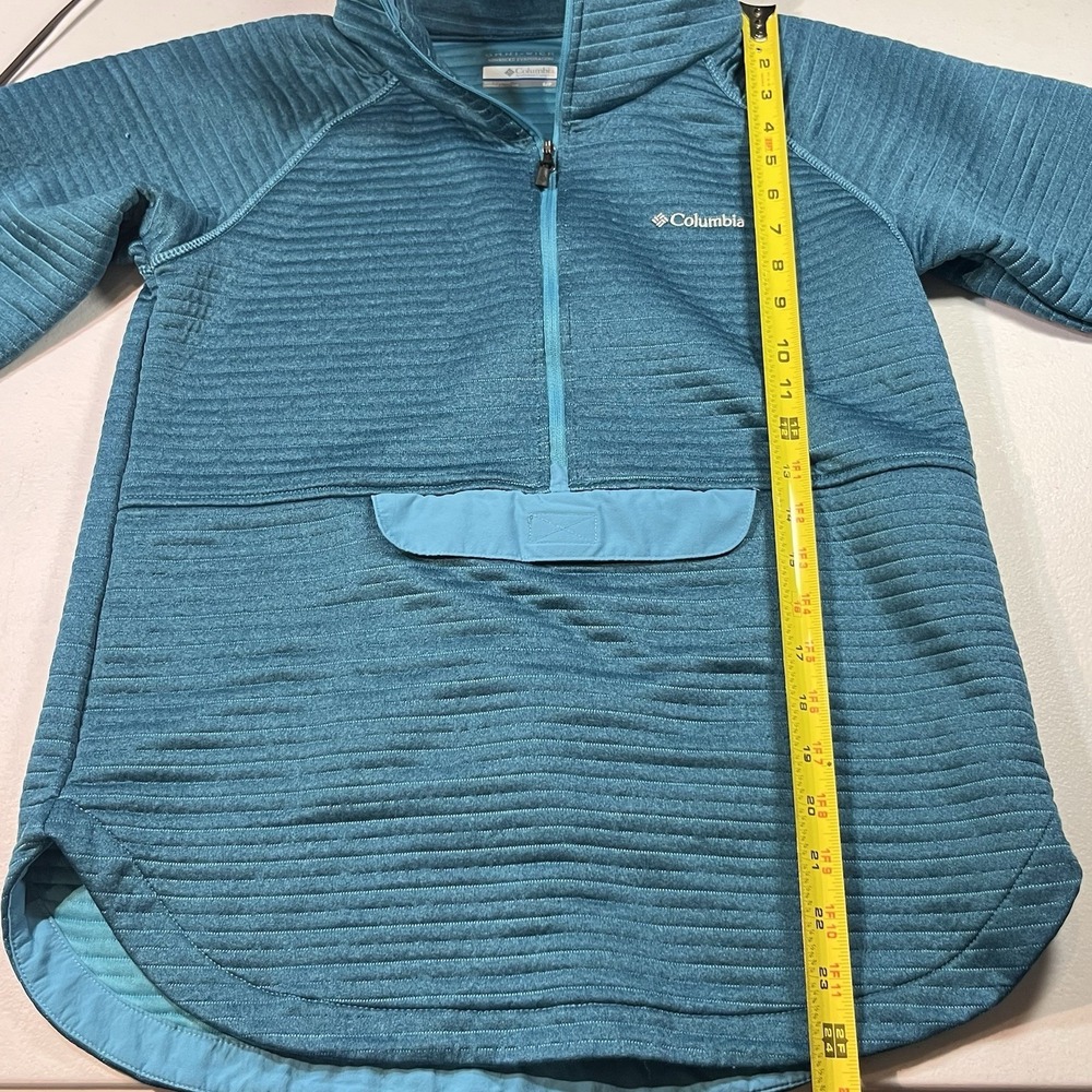 Columbia Women's Airtight Fleece 1/2 Zip Kangaroo Pouch Small Omni-wick EUC Teal - Picture 4 of 8